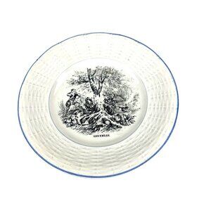 Antique Digoin Sarreguemines Novembre Plate 7'' French Scene Porcelain Vintage